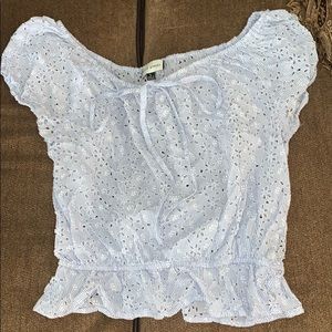 Juniors lace floral blouse